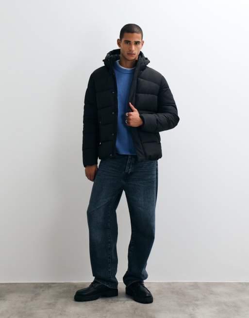 Threadbare showerproof hooded puffer jacket in black, 2 of 5