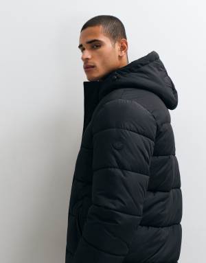 Threadbare showerproof hooded puffer jacket in black