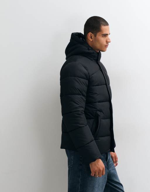 Threadbare showerproof hooded puffer jacket in black, 4 of 5