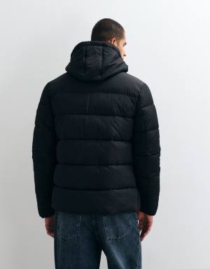 Threadbare showerproof hooded puffer jacket in black