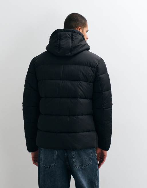 Threadbare showerproof hooded puffer jacket in black, 5 of 5