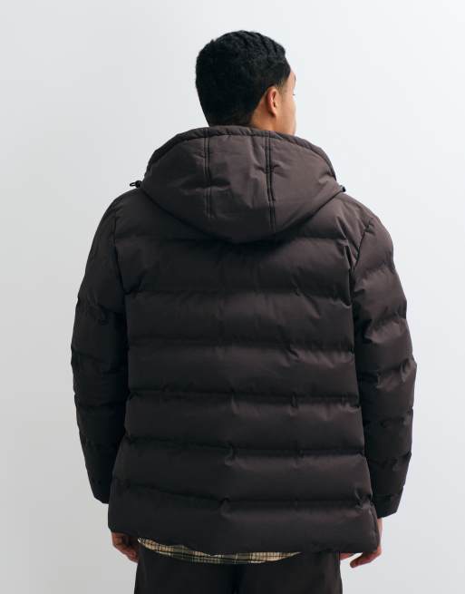 Threadbare showerproof hooded puffer jacket with matte finish in brown, 5 of 5