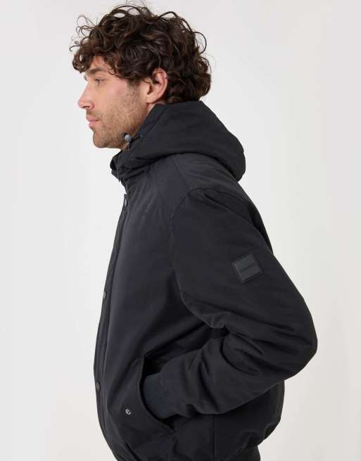 Threadbare Showerproof jacket with borg lined hood in black, 2 of 4