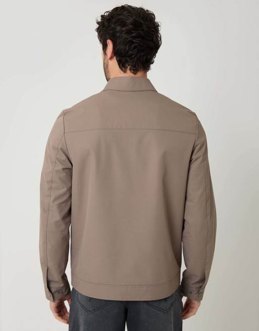 Threadbare Showerproof lightweight zip through jacket in taupe, 2 of 5
