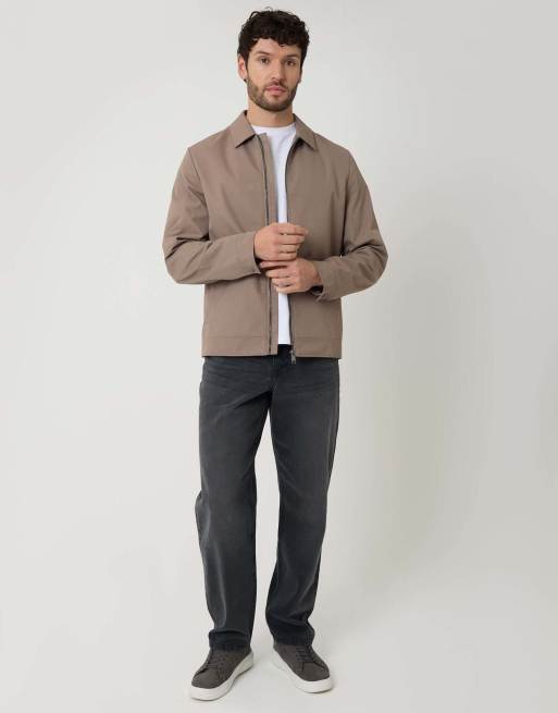 Threadbare Showerproof lightweight zip through jacket in taupe, 4 of 5