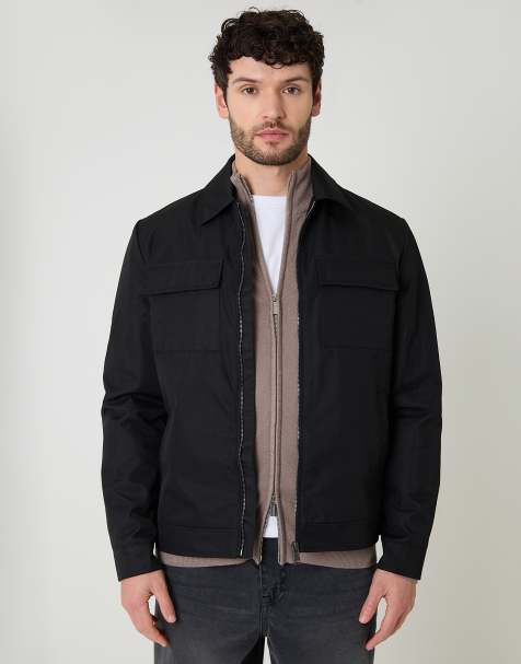 Threadbare Showerproof lightweight zip up jacket in black - view 1