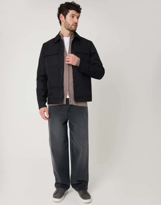 Threadbare Showerproof lightweight zip up jacket in black, 4 of 5