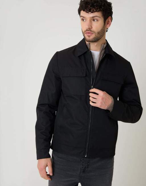 Threadbare Showerproof lightweight zip up jacket in black, 5 of 5