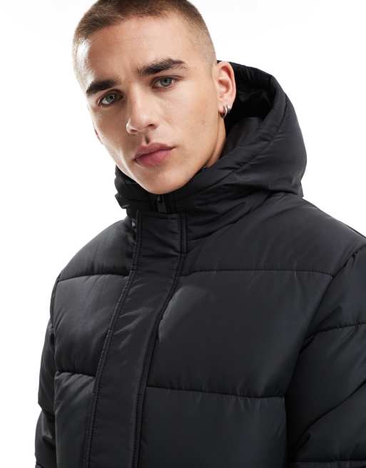Longline puffer with hood sales