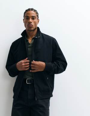 Threadbare Showerproof Microfibre Harrington Jacket in Black