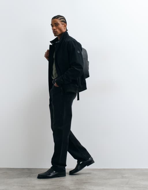 Threadbare Showerproof Microfibre Harrington Jacket in Black, 3 of 5
