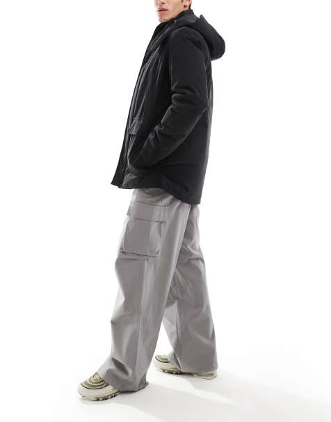 Threadbare showerproof parka jacket in black