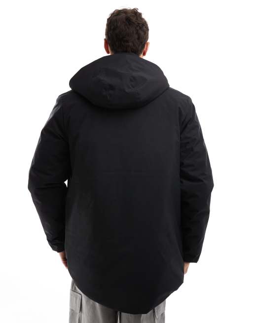 Threadbare showerproof parka jacket in black ASOS