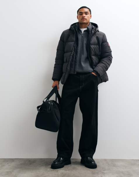 Threadbare showerproof puffer jacket with front zip pockets in slate grey - view 1