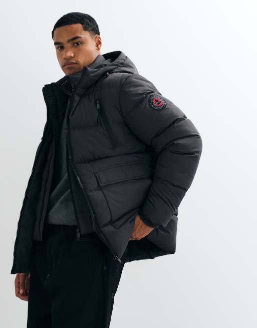 Threadbare showerproof puffer jacket with front zip pockets in slate grey, 2 of 5