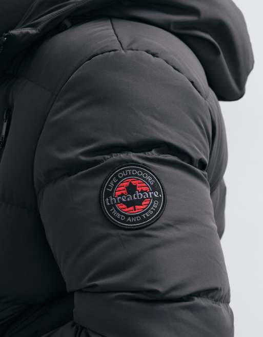 Threadbare showerproof puffer jacket with front zip pockets in slate grey, 3 of 5