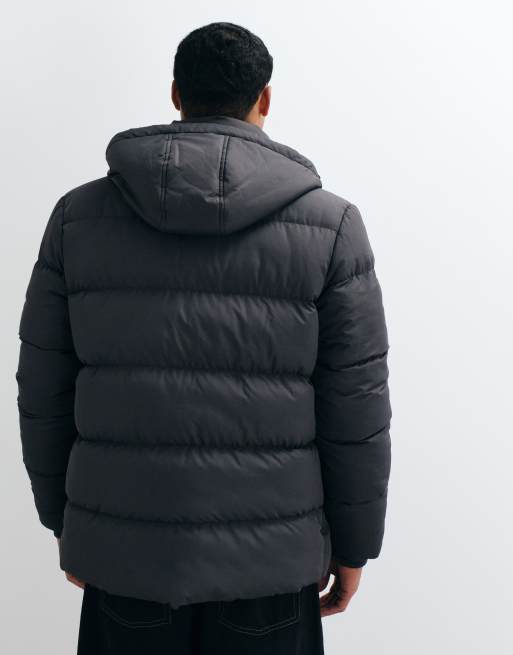 Threadbare showerproof puffer jacket with front zip pockets in slate grey, 5 of 5