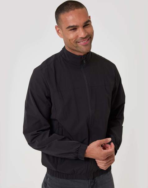 Threadbare Showerproof ripstop harrington jacket in black - view 1