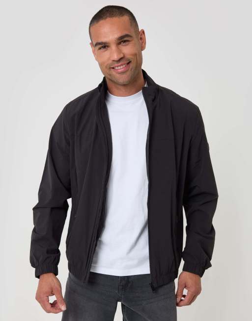 Threadbare Showerproof ripstop harrington jacket in black, 2 of 4
