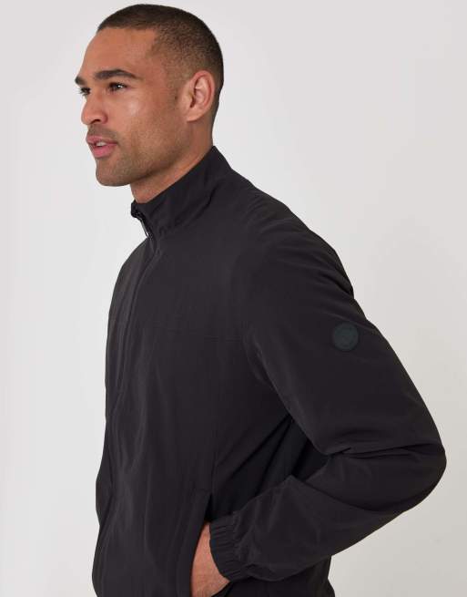 Threadbare Showerproof ripstop harrington jacket in black, 3 of 4