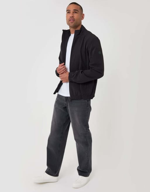 Threadbare Showerproof ripstop harrington jacket in black, 5 of 5