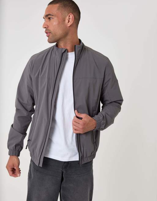 Threadbare Showerproof ripstop harrington jacket in slate grey, 2 of 4
