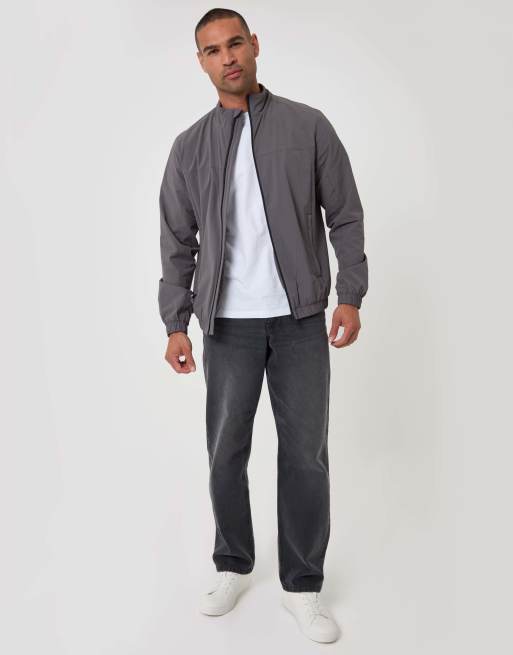 Threadbare Showerproof ripstop harrington jacket in slate grey, 3 of 4