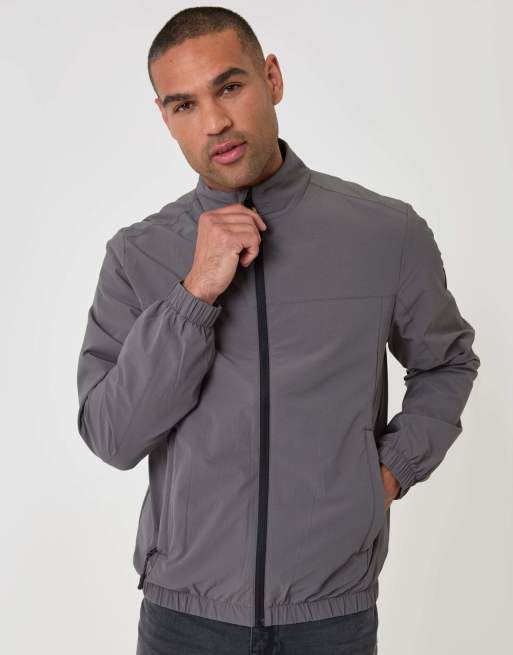 Threadbare Showerproof ripstop harrington jacket in slate grey, 5 of 5
