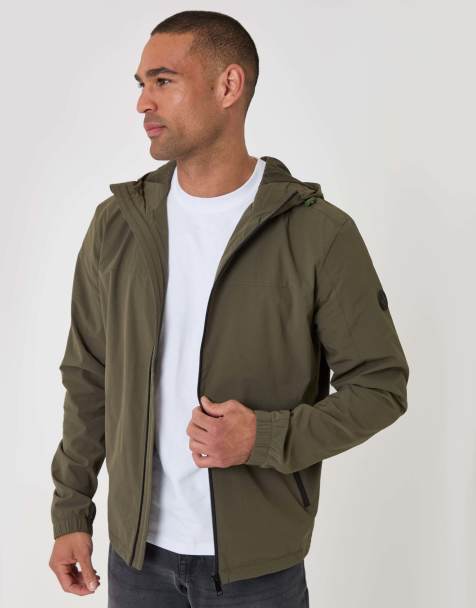 Threadbare Showerproof ripstop hooded jacket in khaki - view 1