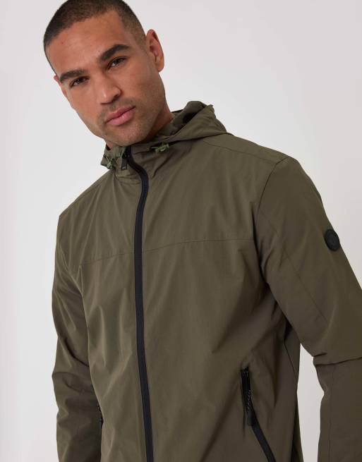 Threadbare Showerproof ripstop hooded jacket in khaki, 2 of 4