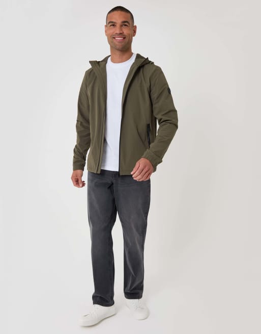 Threadbare Showerproof ripstop hooded jacket in khaki, 3 of 4