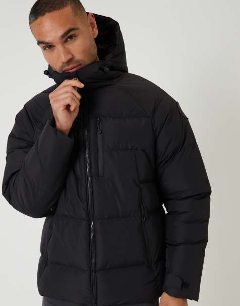 Threadbare Showerproof ripstop hooded padded coat in black - view 1