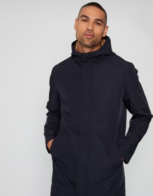 Threadbare Showerproof Zip Up Hooded Raincoat In Blue