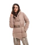 [Threadbare] Threadbare side fasten hooded puffer in taupe-Neutral 6 BEIGE