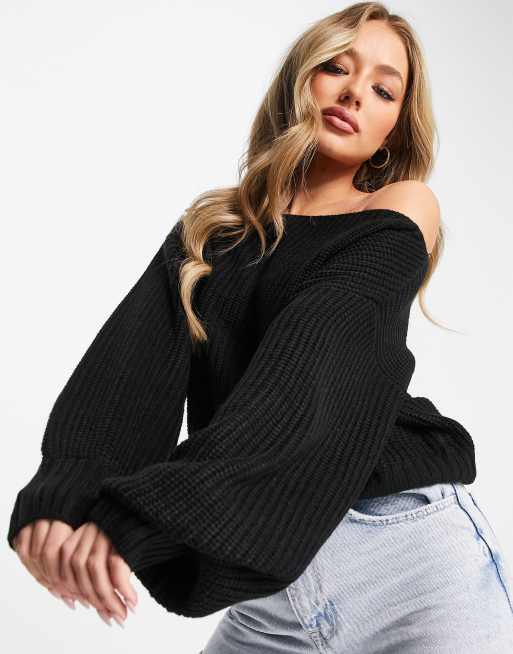 Threadbare - Silvia - Sort offshoulder-trøje