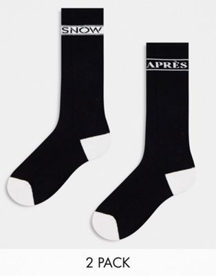Threadbare Ski 2 pack socks in monochrome