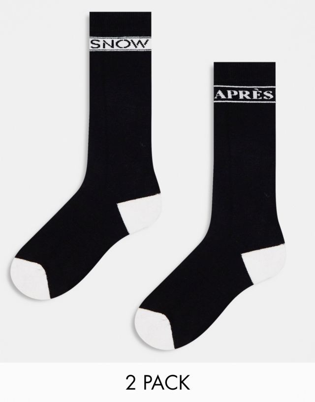 Threadbare - ski 2 pack socks in monochrome