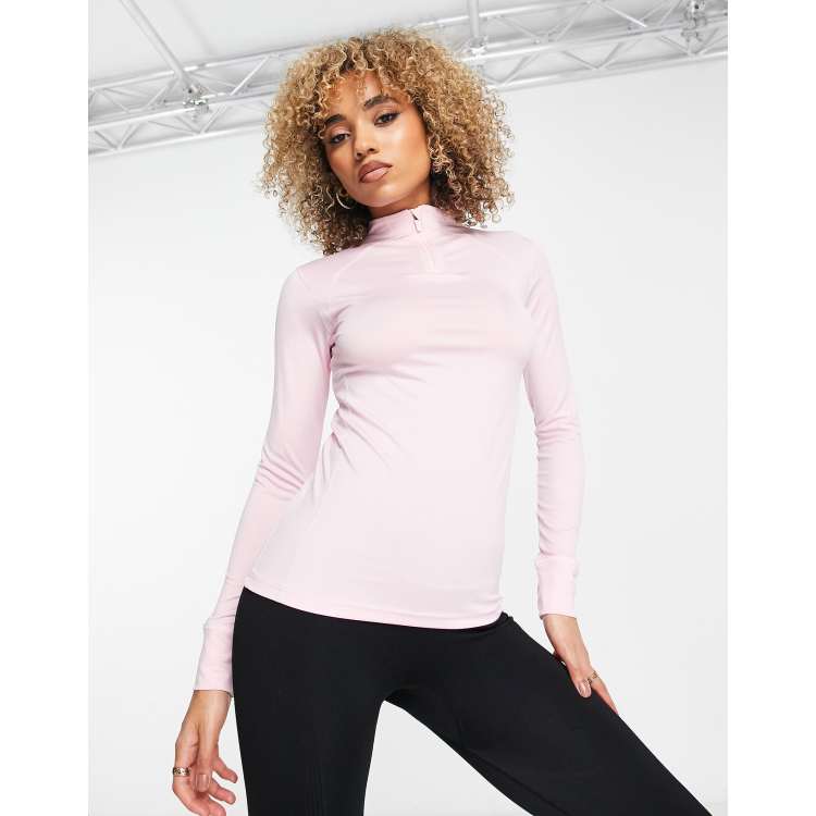 Threadbare Ski base layer high neck long sleeve top and leggings set in  pastel pink