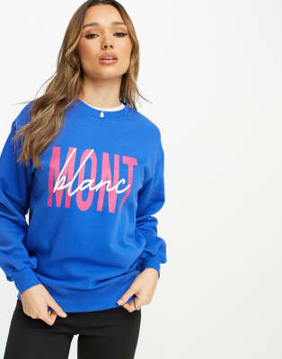 Threadbare - Ski - Bedrucktes Sweatshirt in Blau