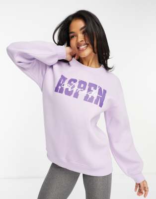 Threadbare - Ski - Bedrucktes Sweatshirt in Flieder-Lila