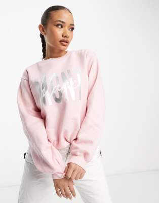 Threadbare - Ski - Bedrucktes Sweatshirt in Pastellrosa