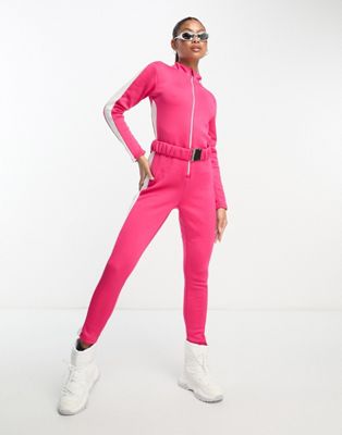 Threadbare Ski belted jumpsuit in pink - ASOS Price Checker