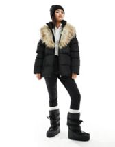 ASOS 4505 ski belted jacket with faux fur hood