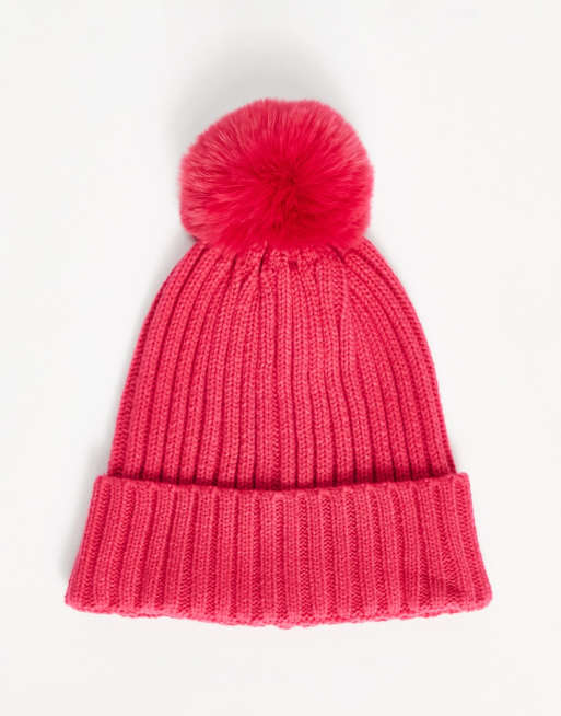 Threadbare Ski bobble hat in pink | ASOS