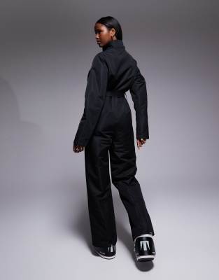 Threadbare Ski Button Front Ski Suit In Black