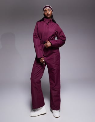 Threadbare Ski Button Front Ski Suit In Red