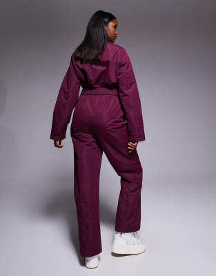 Threadbare Ski Button Front Ski Suit In Purple