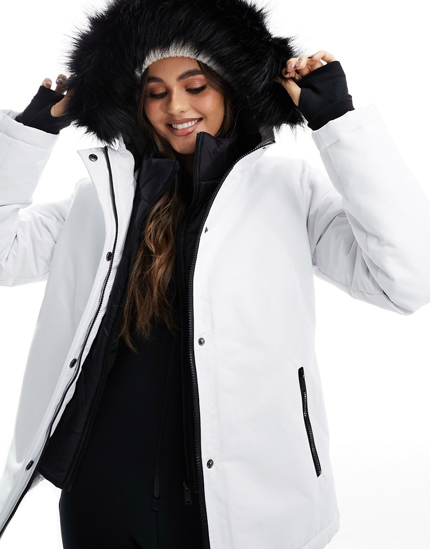 Threadbare Ski coat with quilted lining in white