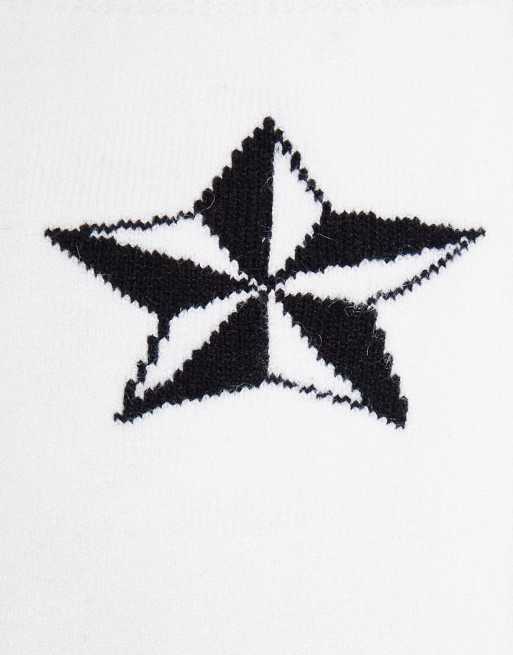 Threadbare - Ski - Confezione da 2 paia di calzini bianchi e neri con stampa di stelline, 4 di 4