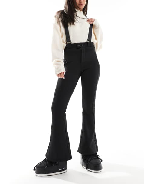 Threadbare Ski wide leg trousers with braces in black